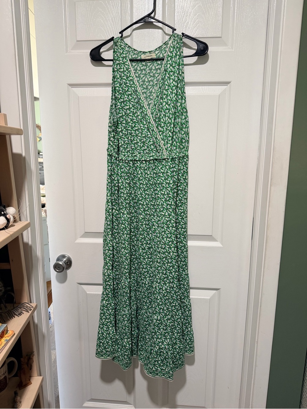 Max Studio Green Printed Sleeveless Wrap Maxi Dress washed but never worn
